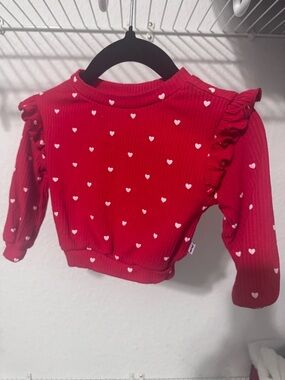 Little Sleepies Red Heart Ruffle Long-Sleeve Top